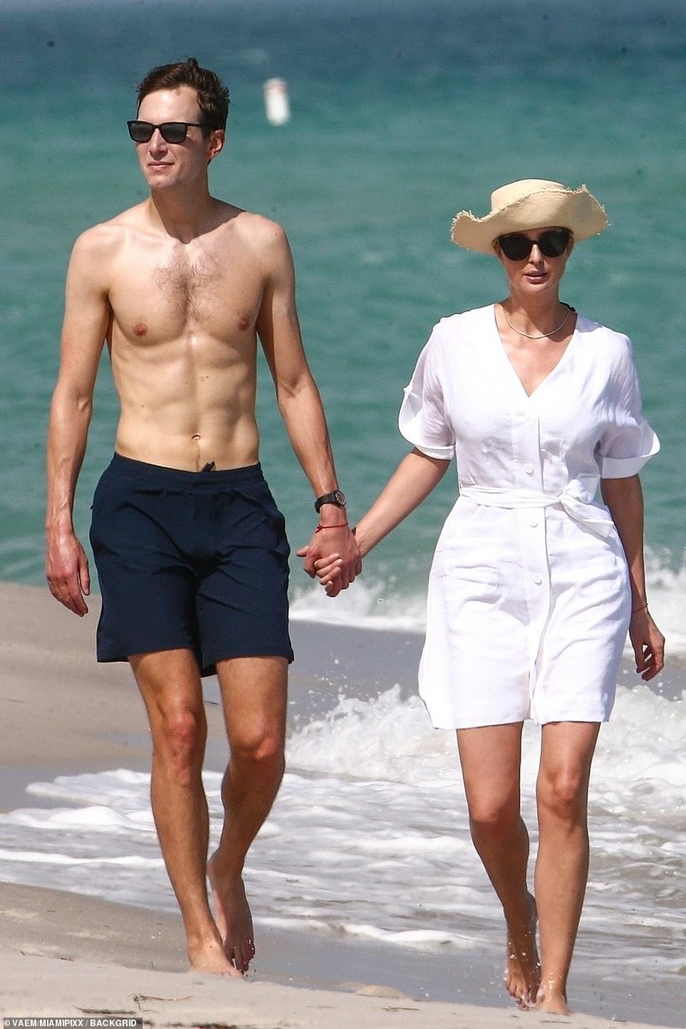 Beaming Ivanka And Shirtless Jared Go For A Romantic Stroll Along The