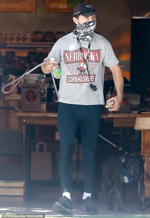 Shia LaBeouf shows off his toned legs in black leggings as ...
