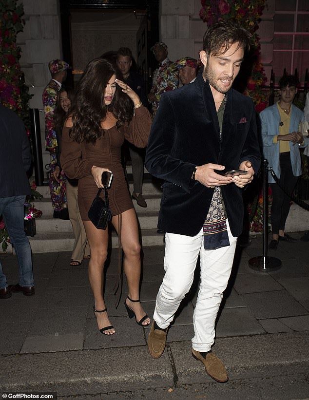 Ed Westwick enjoys a night out with his leggy girlfriend Tamara
