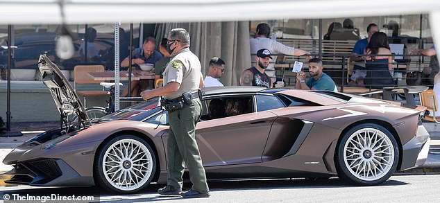 Travis Scott Gets Pulled Over In His Lamborghini Aventador In Weho