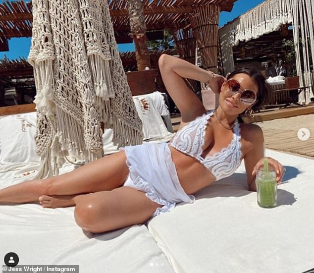 Jess Wright Displays Her Sensational Physique In A White Lace Bikini In Mykonos Readsector