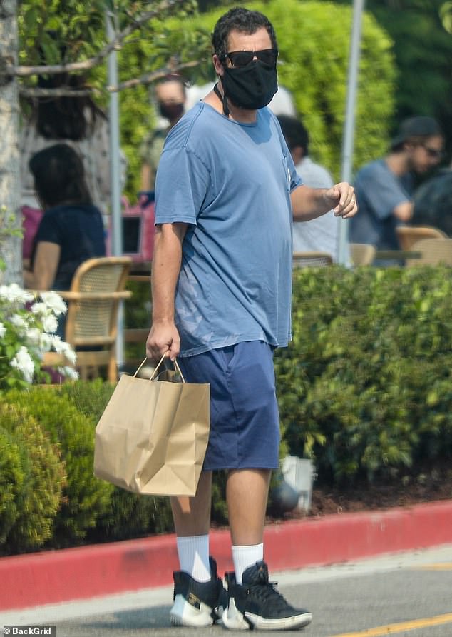 Adam Sandler steps out in black mask with daughter Sunny in Los Angeles ...